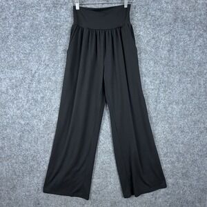 Ueu Lounge Pants Womens Medium Black Stretch High Waist Wide Leg Yoga Pull On